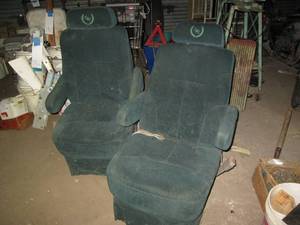 lot 225 image: 2-Dark blue padded captains chairs ...