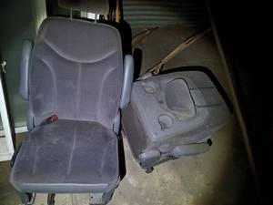 lot 232 image: Pair of gray padded and upholstered...