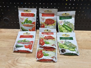 lot 7 image: Mrs. Wages Dill Pickle Mix, Pasta Sauce, and Salsa