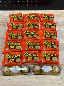 lot 50 image: Reeses Big Cups and Ferrero Rocher Candy