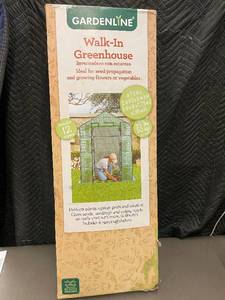 lot 13 image: Gardenline Walk-In Greenhouse with Shelves and Ground Stakes