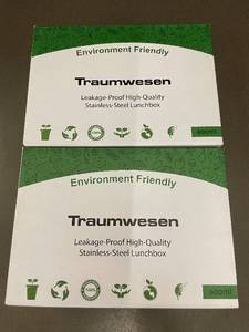 lot 62 image: Set of 2 Traumwesen Stainless Steel 800ml Leak-Proof Lunchboxes