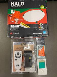lot 135 image: Halo Direct Mount LED Light with Hampton Bay Remotes Bundle