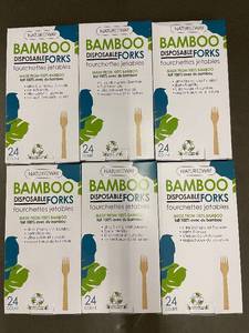 lot 168 image: Lot of 5 Naturezway Bamboo Disposable Forks 24ct Packs