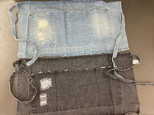 lot 175 image: Set of 2 Denim Server Aprons with Distressed Pockets