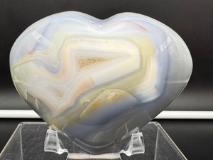 lot 28 image: Lovely Blue Orca Agate Heart 364 gm  12.8 oz  Striking variety of blue chalcedony found only in Madagascar. Often referred to as the Forgiveness Stone.