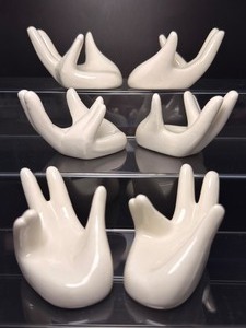 lot 35 image: White Ceramic Hand Base, Lot of 6