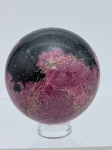 lot 19 image: Georgeous Rhodonite Sphere 67mm  676gm  1lb.7oz.    See description