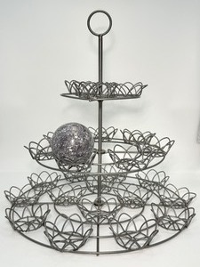 lot 112 image: 17 inch Large sphere display stand, holds 24 spheres.  Use with a lazy susan or turn table for ease of use
