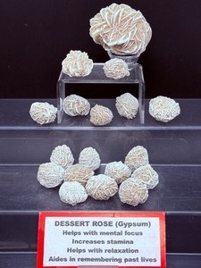 lot 183 image: Desert Rose (Gypsum) Lot of 1 large cluster and multiple tumbles.  large desert rose 124 gm  4.3 oz  tumbles 208 gm  7.3 oz.  Total Weight 332 gm  11.6 oz.