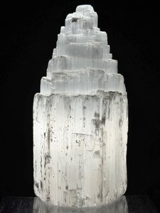 lot 69 image: 8 inch Selenite Lamp without bulbcord. Has cutout area in back for the cord.  2 kilo 303 oz.  5 lb.1.2 oz
