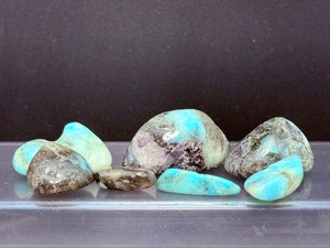 lot 297 image: Amazonite with Smoky Quartz Tumbles 107 gm.  1 lb.