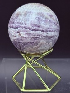 lot 198 image: DreamChevron Amethyst Sphere  includes stand 54mm  247 gm  9.6 oz.