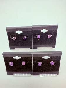 lot 166 image: Lot of 4 Amethyst .925 Stud Earrings