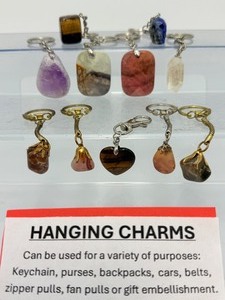 lot 257 image: Gemstone Hanging Charms Lot of 10 Great for keychains, backpacks, zipper pulls, purses, stocking stuffers and more