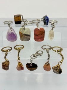 lot 257 image: Gemstone Hanging Charms Lot of 10 Great for keychains, backpacks, zipper pulls, purses, stocking stuffers and more
