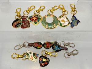 lot 260 image: Hanging Charms Lot of 10 8 Cloisonne Enamel & 3 Resin.  Great for keychains, backpacks, purses, zipper pulls, stocking stuffers and more