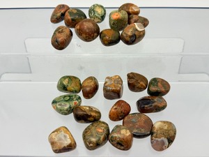lot 258 image: Rainforest Rhyolite or Rainforest Jasper Tumnles 243 gm  8.6 oz.