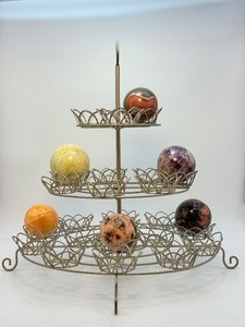 lot 43 image: 17 inch Sphere Holder Display piece. Holds 24 sphere. Works great when placed on a lazy susan or turntable to display spheres
