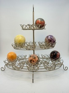 lot 43 image: 17 inch Sphere Holder Display piece. Holds 24 spheres or cupcakes. Works great when placed on a lazy susan or turntable to display spheres