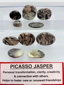 lot 280 image: Very pretty Picasso Jasper Tumbles Total Weight 222 gm  7.8 oz.