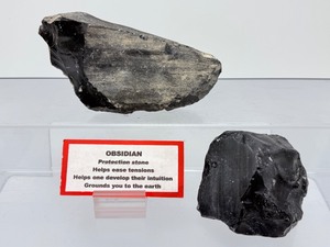 lot 302 image: Obsidian Rough Chunks Lot of 2 Total Weight 654 gm.  1 lb. 7 oz.