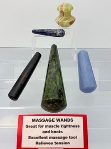 lot 45 image: Massage Tools Polished Lot of 5 nephrite jade, onyx, angelite, sodalite, and  unknown stone
