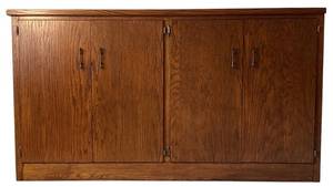 lot 158H image: UL - Large Vintage Oak Storage Cabinet with Four Doors