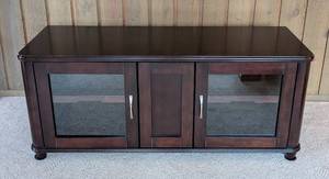 lot 126 image: ML - Dark Wood Entertainment Cabinet with Glass Doors  Media  Television Stand