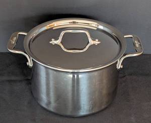 lot 128 image: K - All-Clad 4.5 Qt Stainless Steel Stock Pot with Lid