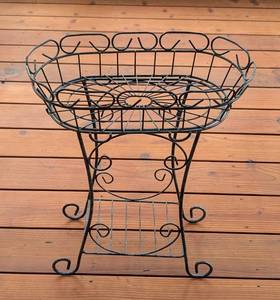 lot 132 image: P - Metal Wire Plant Stand with Decorative Scrollwork, 22 Inches High