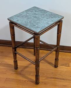 lot 134 image: BR - Petite Side Table with Faux Marble Top and Wood Frame