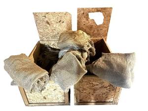 lot 239H image: B - Pair of Large OSB Wooden Shipping Crates with Burlap Liners