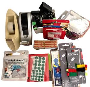 lot 279H image: FR - Large Lot of Office Supplies and Organizers with File Sorters, Desk Accessories, and Sheet Protectors