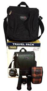 lot 281H image: LR - Ricardo Beverly Hills Travel Pack with Eddie Bauer 10x25 Binoculars and Case