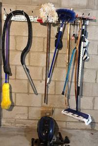 lot 283H image: B - Canister Vacuum with Accessories and Lot of Cleaning Tools