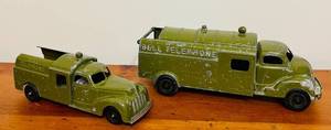 lot 18CC image: LRFR - 2 Vintage Hubley Bell Telephone Service Toy Metal Trucks