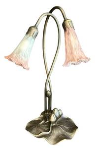 lot 48C image: DR - 15-Inch Double Lily Art Nouveau Style Table Lamp with Glass Shades