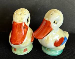 lot 74C image: K - Vintage Duck Shaped Salt and Pepper Shakers, 3 Inch Ceramic Pair