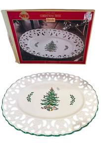 lot 85C image: FR - Spode Christmas Tree Oval Pierced Dish 14in with Original Box