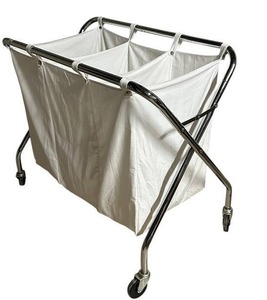 lot 92C image: LL - Rolling Double Laundry Hamper with Removable Canvas Bags