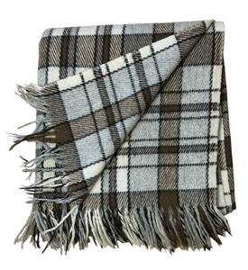 lot 116C image: LR - Gefjun Akureyri Pure New Wool Plaid Throw Blanket 58 x 62 Inch