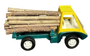 lot 125C image: FR - Vintage Hubley Toy Log Truck with Wood Load
