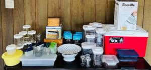 lot 173C image: FR - Large Kitchen Storage and Food Prep Collection with Breville Milk Cafe, Containers, Jars, Picnic Basket, and More