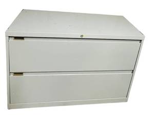 lot 217C image: LL - Heavy Duty 2-Drawer Lateral Metal Filing Cabinet 18 x 30 x 42 in