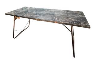 lot 218C image: LL -6ft Long Folding Rectangular Table with Faux Marble Top
