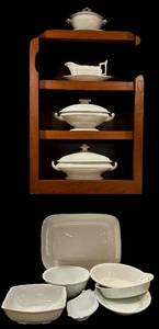 lot 241C image: K - Collection of Vintage English Ironstone China Tureens, Gravy Boat, and 12x16 Inch Platter