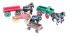 lot 245C image: FR - Collection of Vintage Cast Iron Horse Drawn Wagons and Carriages