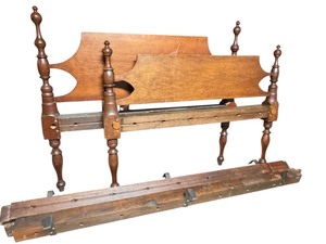 lot 239C image: LL - Full Size Antique Wooden Bed Frame with Headboard and Footboard