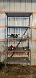 lot 21 image: Metal Storage Shelf Unit 87x36x18 Inches - contents not inc - in separate lots